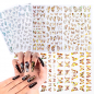 Preview: Schmetterling Holo Nagel Sticker Gold ZY 036