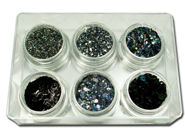 RM Glitter-Nailartset Schwarz