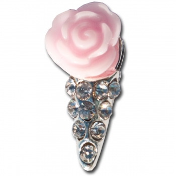 Charm Nagelschmuck Rose Rosa mit Strasssteinstiel