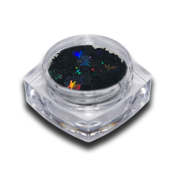 Glitter Totenkopf Einleger Schwarz Holo