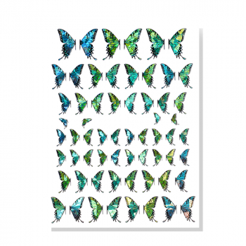 Schmetterling Holo Nagel Sticker Blau - Grün ZY4011