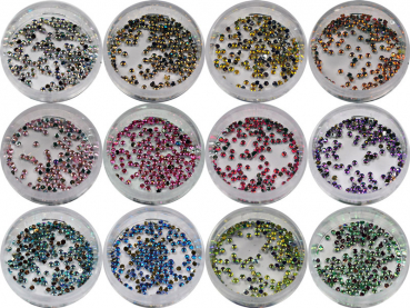 Strasssteine Strass Stone ca. 50 Stk. rund 1,5mm irisierend in verschiedenen Farben #00575