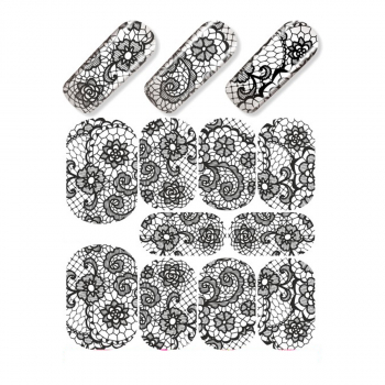 Nail Wrap Fullcover Sticker Black White Trible Blumen N277