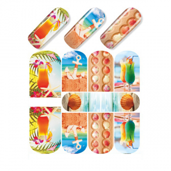 Nail Wrap Fullcover Sticker Cocktain Beach N376