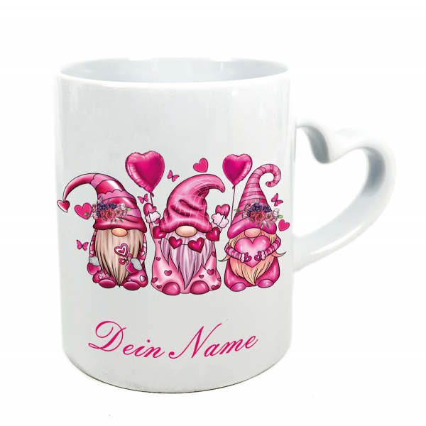Tasse mit Herzgriff / Wichtel Pink Love