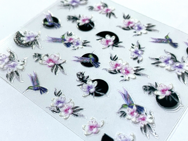 5D Nail Wrap Sticker Blumen Vogel