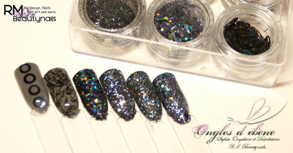 RM Glitter-Nailartset Schwarz