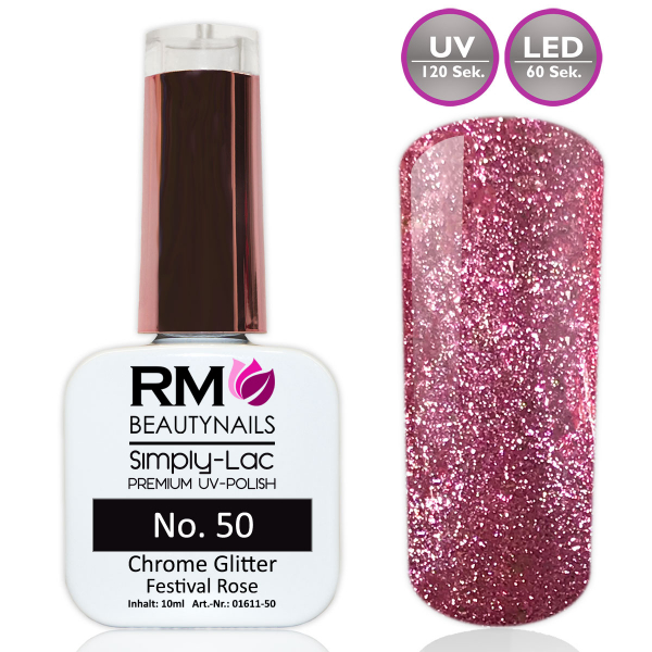 chrome glitter Pink rosa UV Polish nageldesign nails RM Beautynails