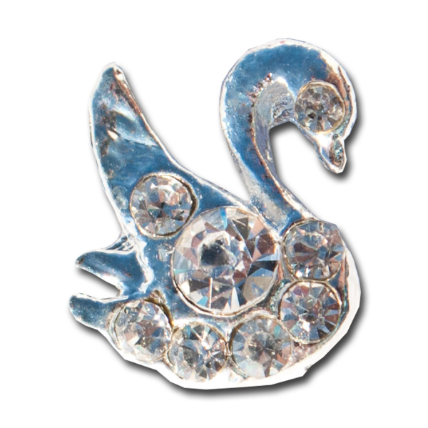 Charm Nagelschmuck Schwan mit Strasssteinen