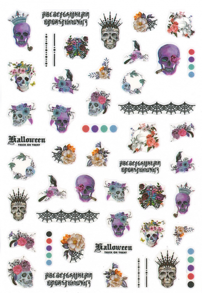 Halloween Skull Nagel Sticker