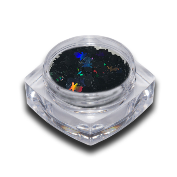 Glitter Totenkopf Einleger Schwarz Holo