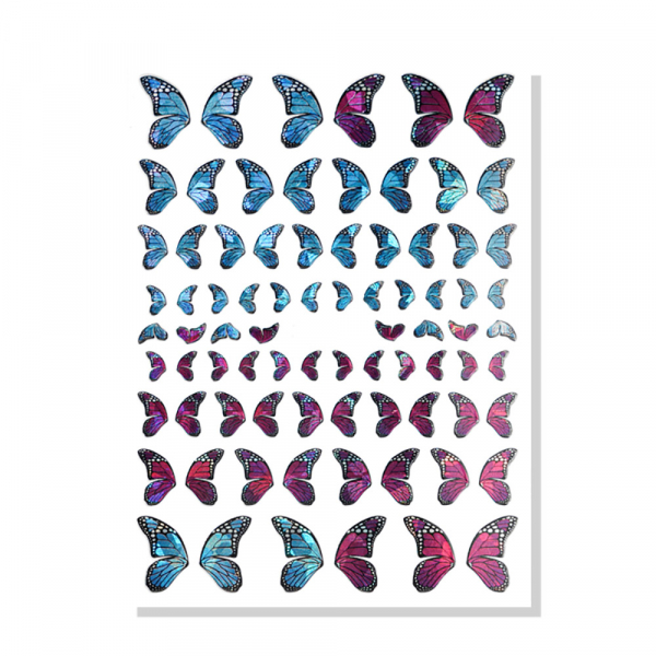 Schmetterling Holo Nagel Sticker Blau - Violett  ZY4014