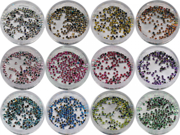 Strasssteine Strass Stone ca. 50 Stk. rund 1,5mm irisierend in verschiedenen Farben #00575