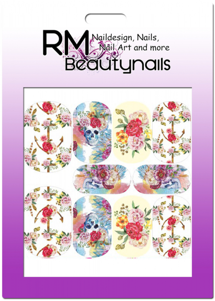 Nail Wrap Fullcover Sticker Blumen Totenkopf N309