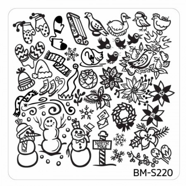 Bundel Monster Stamping Schablone BM-S220 Weihnachten X-Mas Schneemann