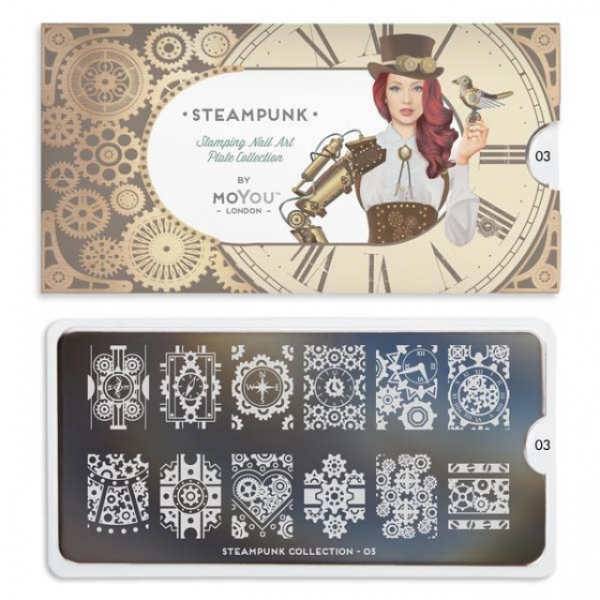 Moyou (eckig) Stamping Plate Schablone Steampunk 03