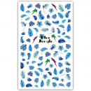 Blätter Vögel Blue Nagel Sticker F759