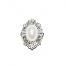 Overlay Brosche Silber Strassstein Perle Weiss