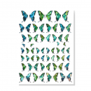 Schmetterling Holo Nagel Sticker Blau - Grün ZY4011