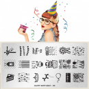 Moyou (eckig) Stamping Plate Schablone Happy Birthday Collection 02
